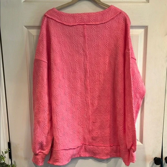 Pink Lily Cozy Knit V-Neck Sweater in Pink - Picture 5 of 5